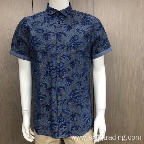 Men's 100% cotton print short sleeve shirt